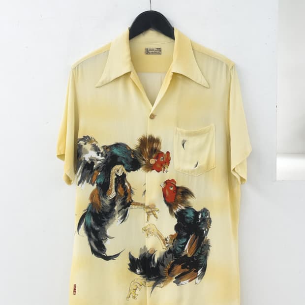 DENIME 핸드프린트 레이온 셔츠