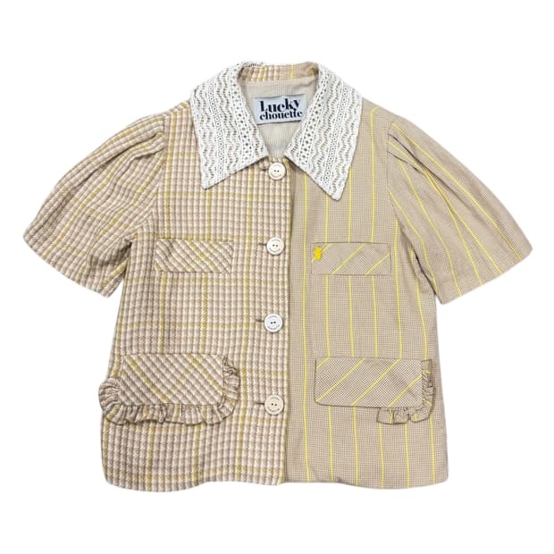 럭키슈에뜨 레이스 카라 반팔 자켓 36