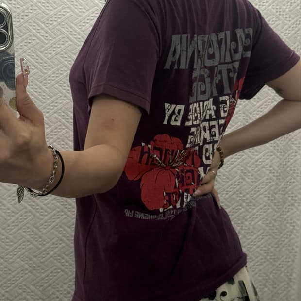 빈티지 재팬 Y2K 레트로 락펑크 딥퍼플 고딕 레터링 반팔티 K0535