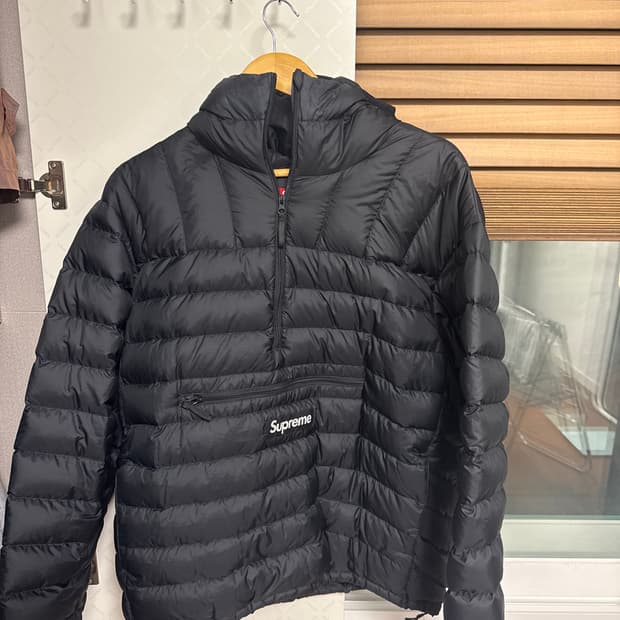 슈프림 마이크로 다운 하프 집업 블랙 M