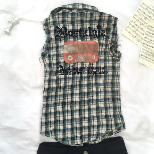 jpn vintage y2k check lettering shirts