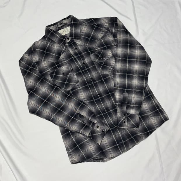 일본 빈티지 똑딱이 체크 셔츠