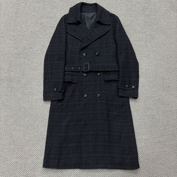 꼼사이즘 맨 울 체크 더블코트v2007