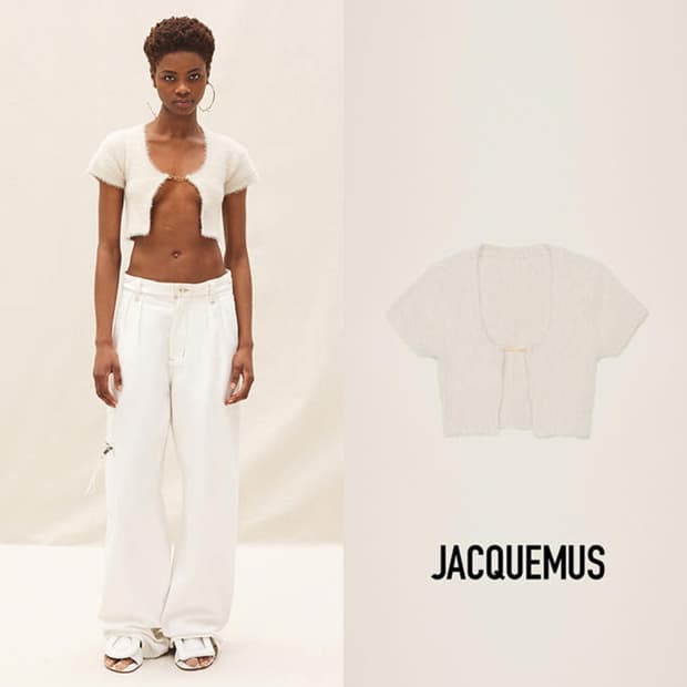 JACQUEMUS 자크뮈스 화이트 네브 반팔 가디건 니트