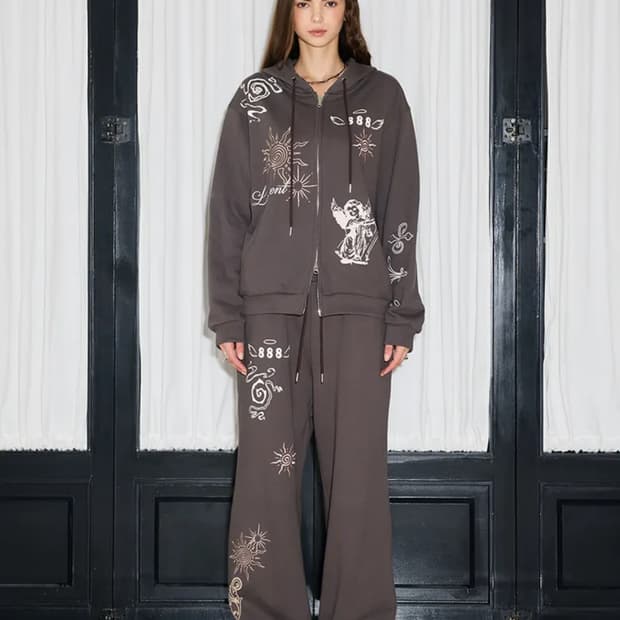 라티젠 엔젤 후드집업 팬치 셋업 (차콜)