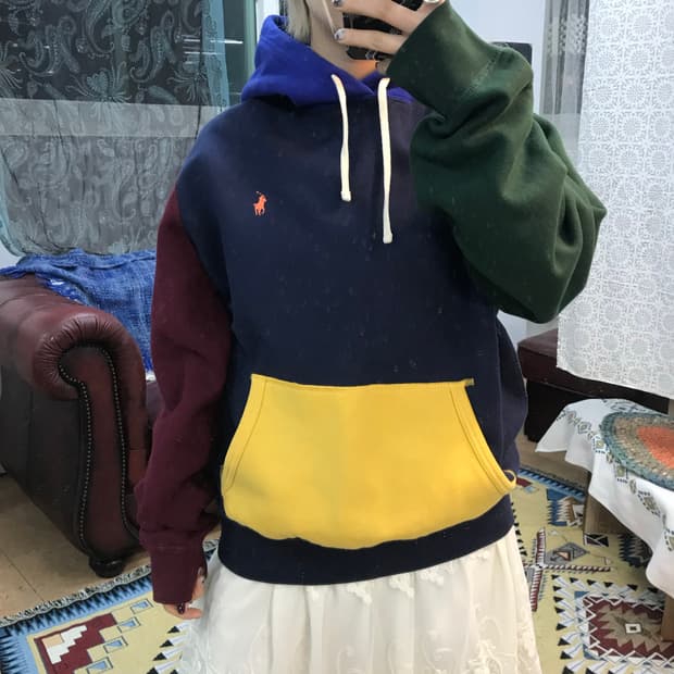 폴로 랄프로렌 멀티컬러 기모 후드티 (Z999)