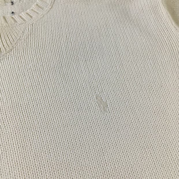 폴로 아이보리 크롭니트