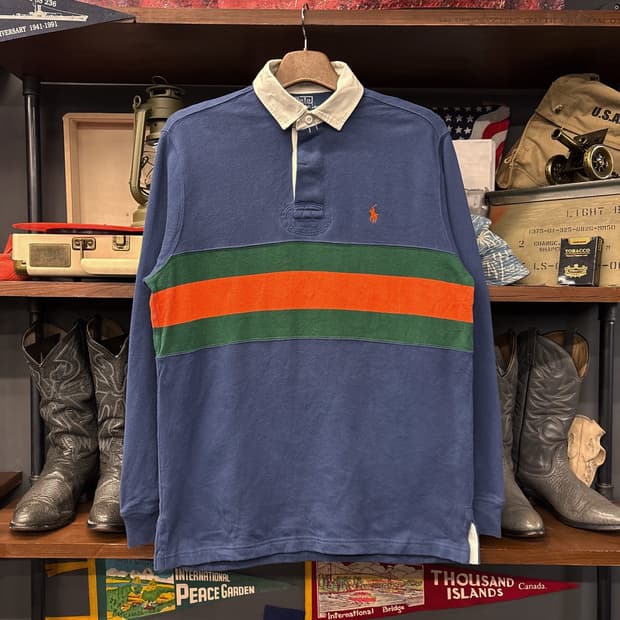 90s 폴로 랄프로렌 멀티컬러 스트라이프 클래식 럭비셔츠 N810