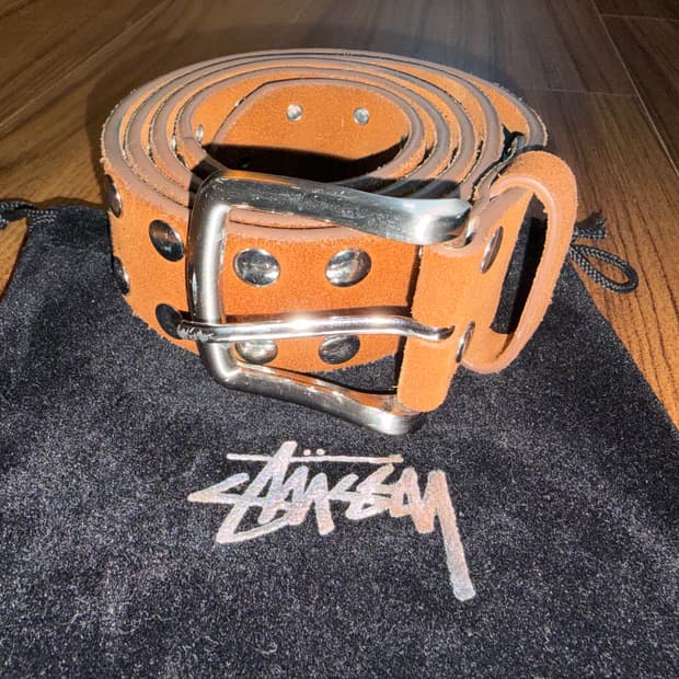 스투시 8볼 스터드 벨트 브라운 스웨이드 L/XL
