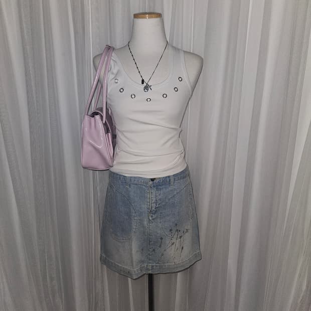 y2k vintage 2000s 실버 스타더스트 페어리 미니스커트