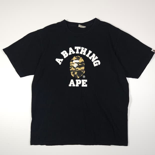 베이프 카모 컬리지 반팔 티셔츠 