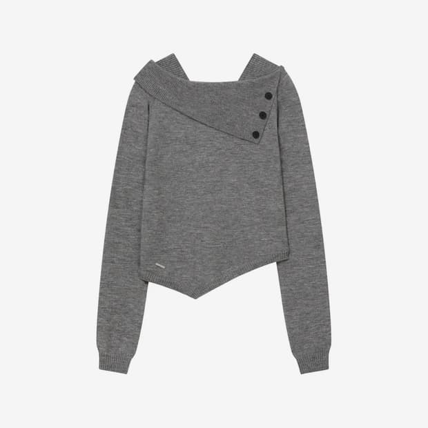 미세키서울 니트 Oblique line button knit GREY 