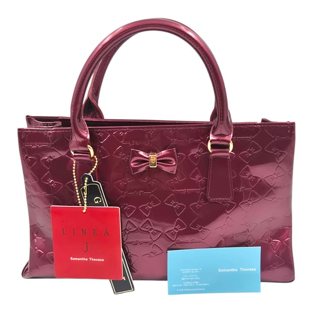 09s 사만다타바사 키티 리본 엠보 레더 토트백