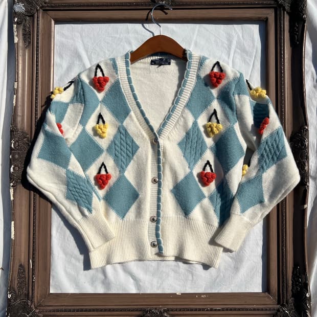 과일 아가일 패턴 가디건