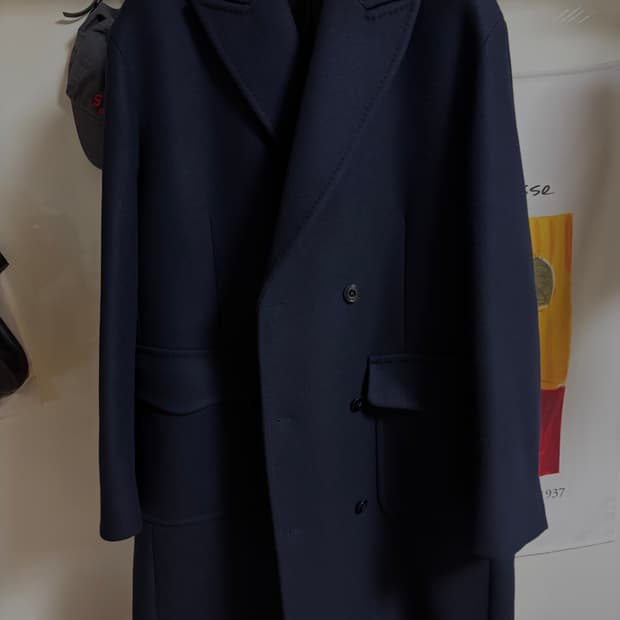 포터리 울 캐시미어 더블 브레스티드 코트 다크 네이비 3사이즈