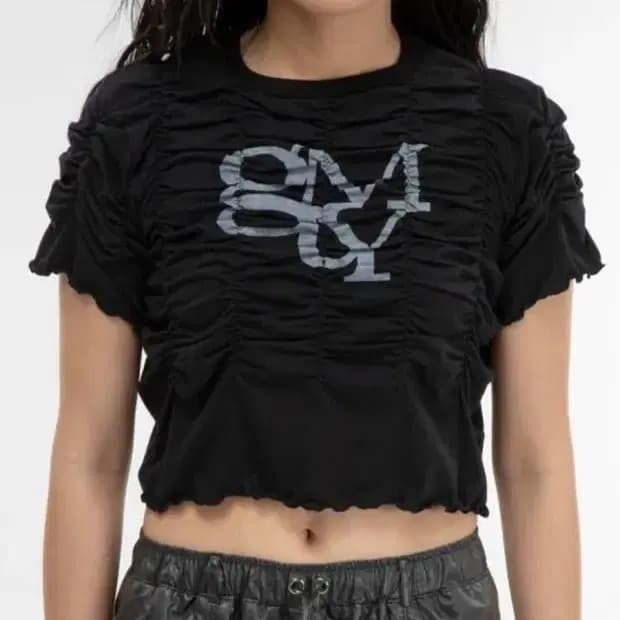 김미더영 셔링 반팔 블랙