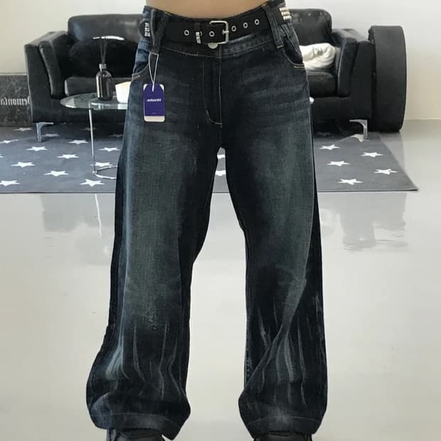 일본 빈티지 데님 로우 와이드 팬츠