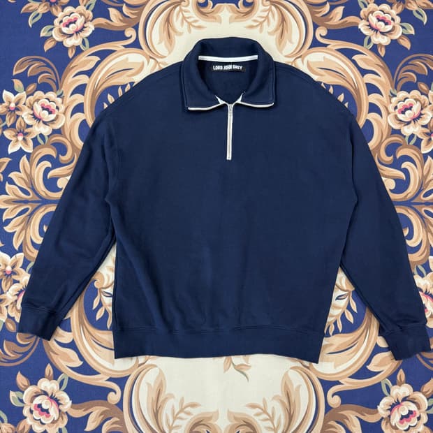 (XL)로드존 그레이 LORD JOHN GREY 하프집업 맨투맨(네이비)