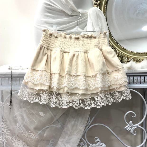 ivory lace detail cancan skirt