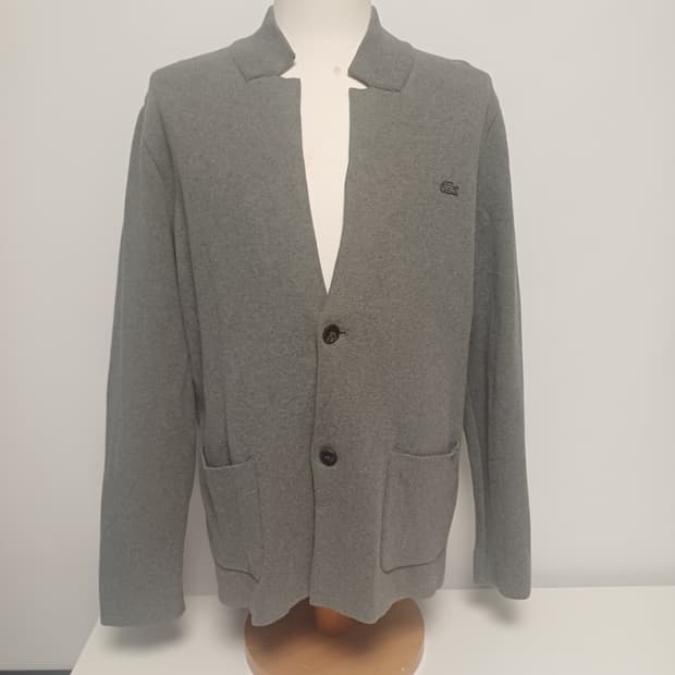 라코스테 남성 코튼 니트 자켓 가디건 (차콜 멜란지 그레이/100)