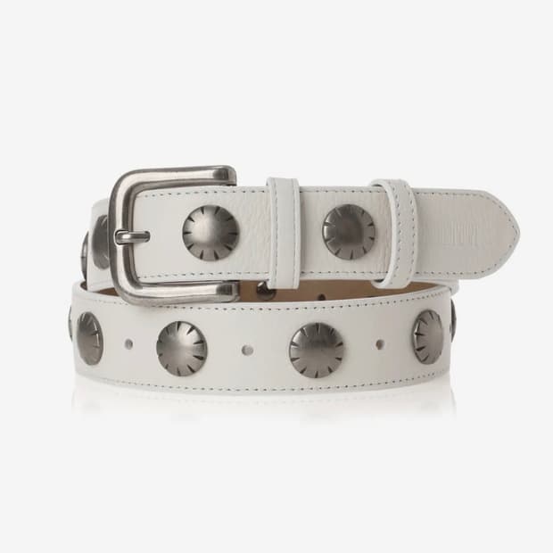 새상품 카키포인트 빅 스터드 벨트 화이트