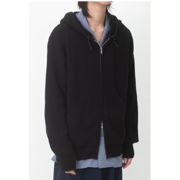 폴리테루x월스와일무브먼트 니트후드집업 블랙