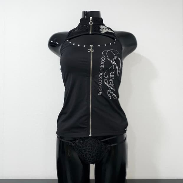 Skull Mesh Halter Top