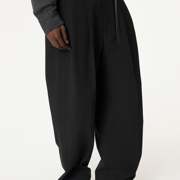 렉토 25FW 퀸시 울 벨트 벨티드 팬츠 블랙