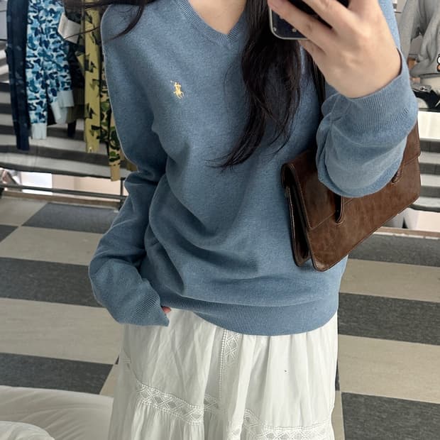 폴로 랄프로렌 소라 피마코튼 V넥 니트 