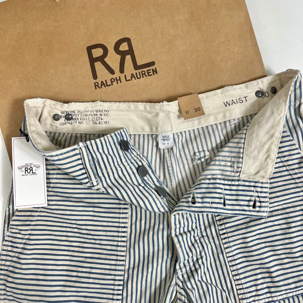 RRL 더블알엘  스트라이프 코튼린넨 필드쇼츠 반바지/30