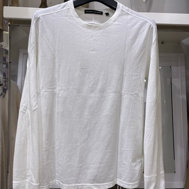 폴로랄프로렌(블랙라벨)/화이트 코튼니트라운드티