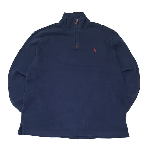 CL275 XL 폴로 가죽풀러 레드포니 네이비 하프집업 니트 스웨터