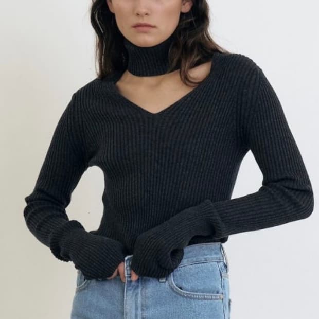 메종마레 코튼슬림 니트 차콜 34