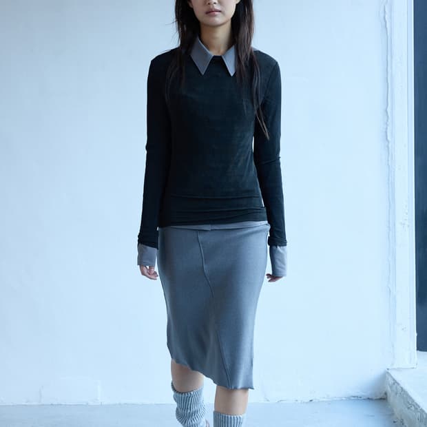 퍼스널 랭귀지 Mid rib skirt 