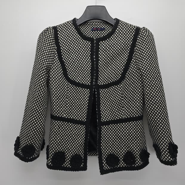 일본 빈티지  울 자켓 소매 플라워  자수 포인트