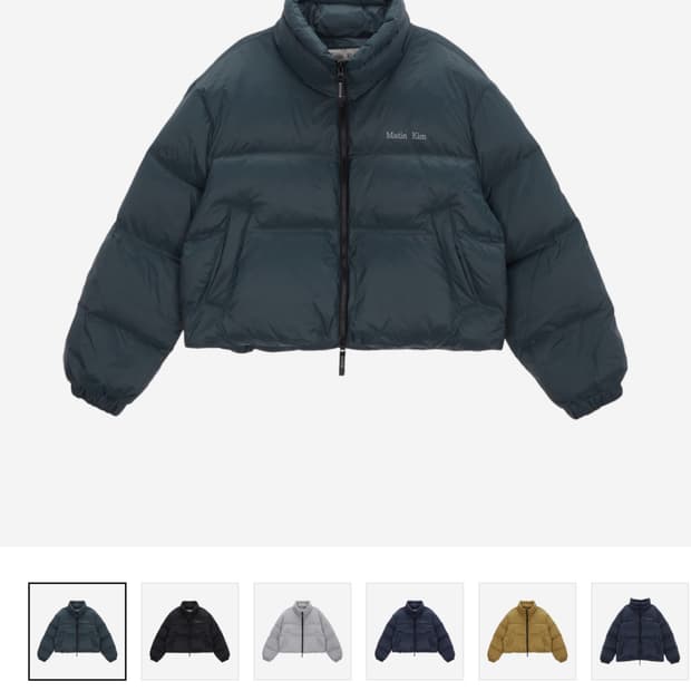 마땡킴 하이넥 클래식 크롭 퍼퍼 다운 점퍼 패딩 다크그린