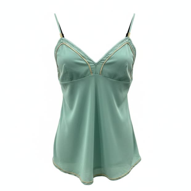 골드 테이핑 포인트 민트 캐미솔 탑  1737