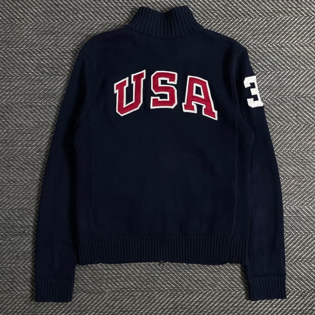 폴로 랄프로렌 빅포니 USA 빅로고 니트 집업y 3052