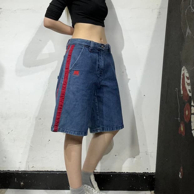 Roots canada 사이드 라인 카펜터 데님 하프 팬츠 버뮤다 반바지