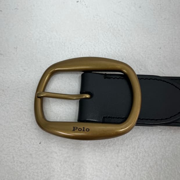 폴로 랄프로렌 블랙 가죽 벨트 S 금장