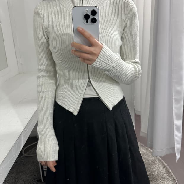 ingni gliter knit twoway zipup