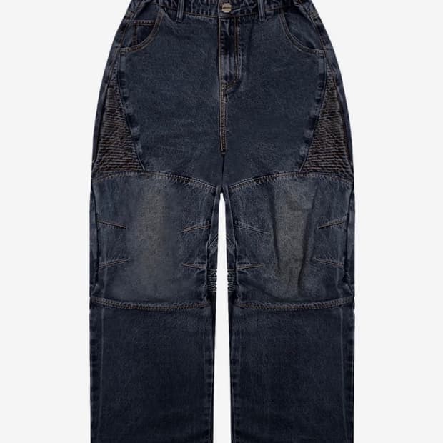 [M] GLACK 니캡 바이커 데님팬츠 