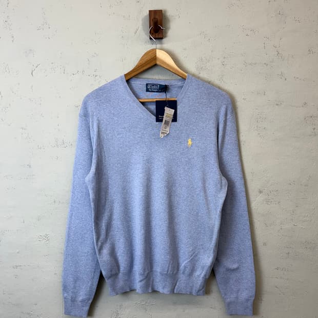 새상품 폴로랄프로렌 하늘색 브이넥 코튼 니트
