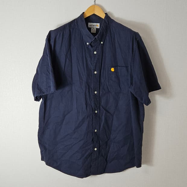 칼하트 오리지널 워크웨어 코튼 반팔셔츠 네이비 솔리드 미국판 XL