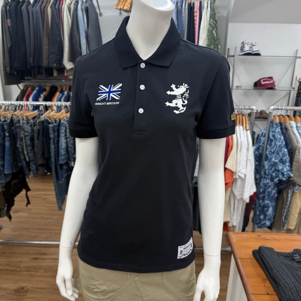 빈티지 Nicole Club for Men 블랙 자수 카라티