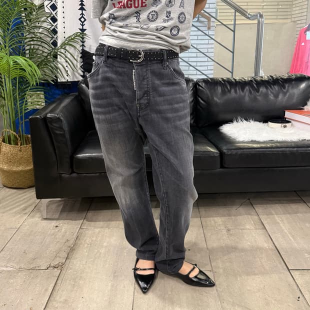 DSQUARED2 슬림 핏 데님 팬츠 흑청