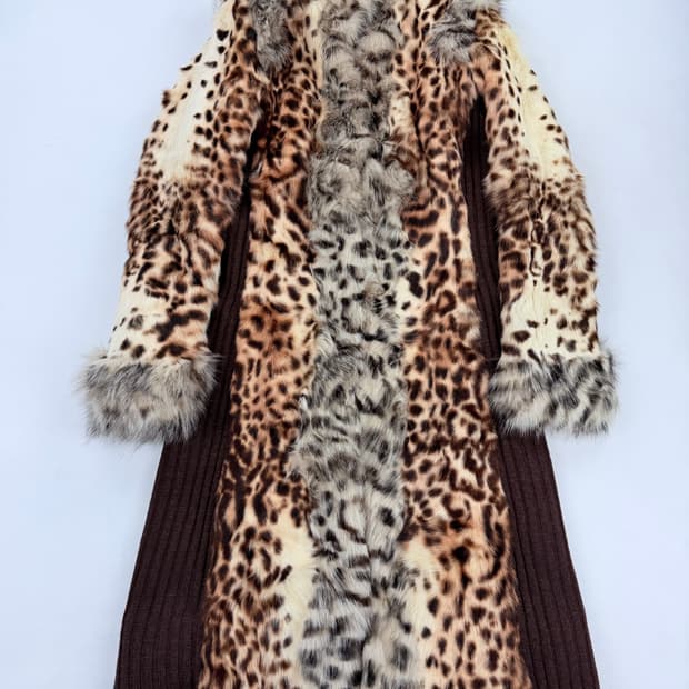 로베르토 카발리 레오파드 폭스&레빗 퍼 코트