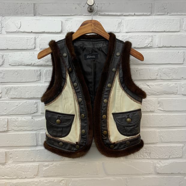 웨스턴 양가죽 밍크 베스트