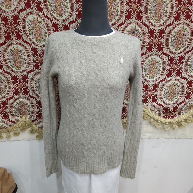 폴로 랄프로렌 블랙 램스울 그레이 꽈배기 니트
​
