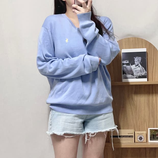 [정품] 폴로 소라 / 옐로우포니 피마코튼 브이넥 니트 [ XL ]